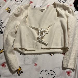 For Love & Lemons Scalloped Heart Pointelle Sweater